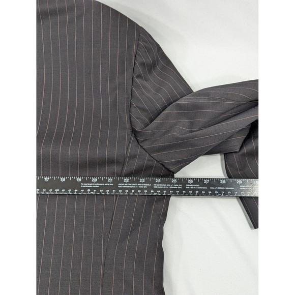 MaxDavoli Baroni Super 150's Black Pinstripe pink Wool Dual Vented Blazer 48R - Picture 10 of 11